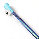 Blue allium wand, close up with handle and string