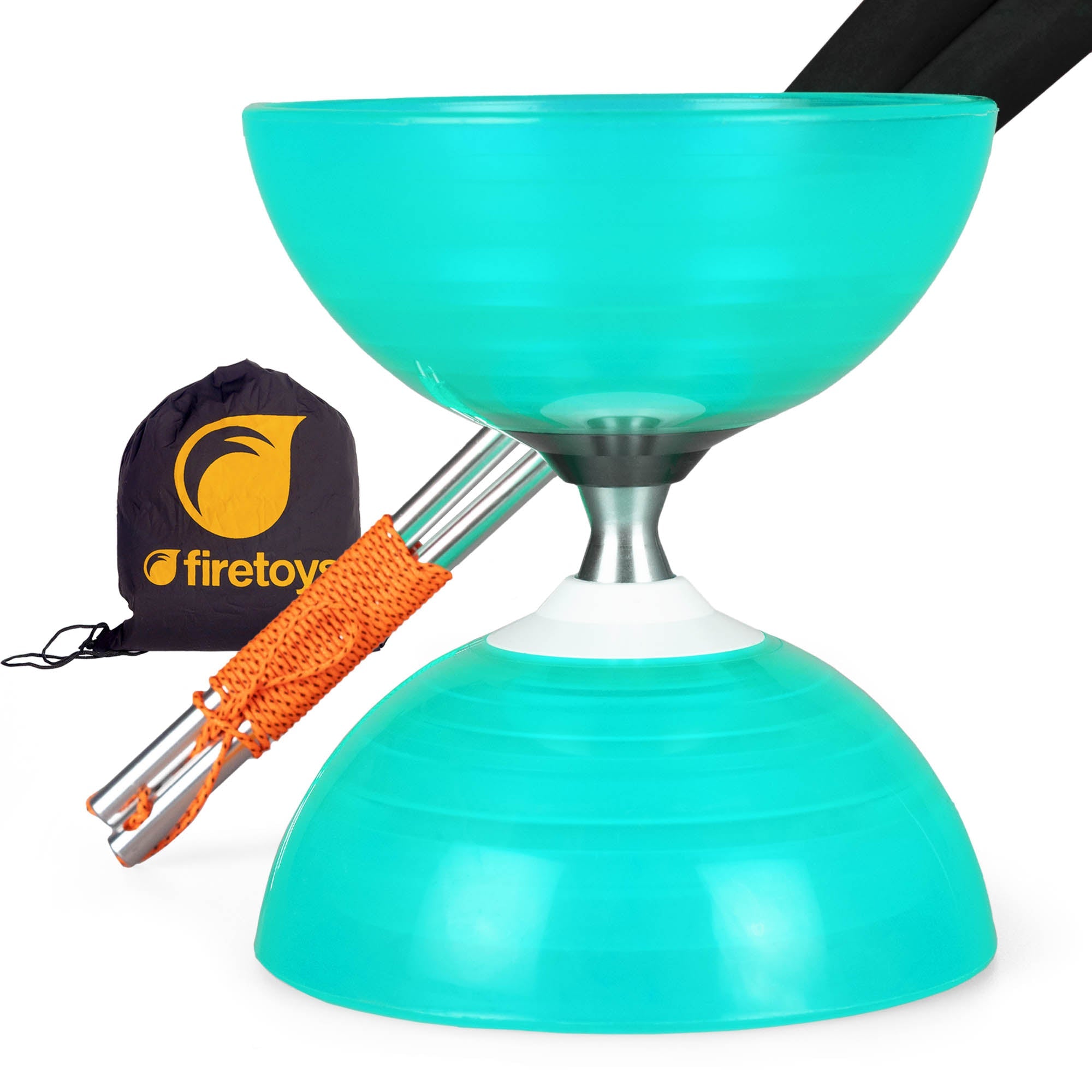 turquoise diabolo with sticks and bag