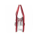 Red and silver pulley on a white background