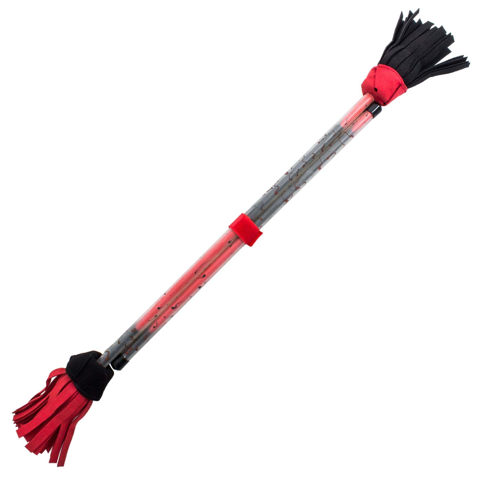 black and red picasso flower stick and hand sticks strapped together