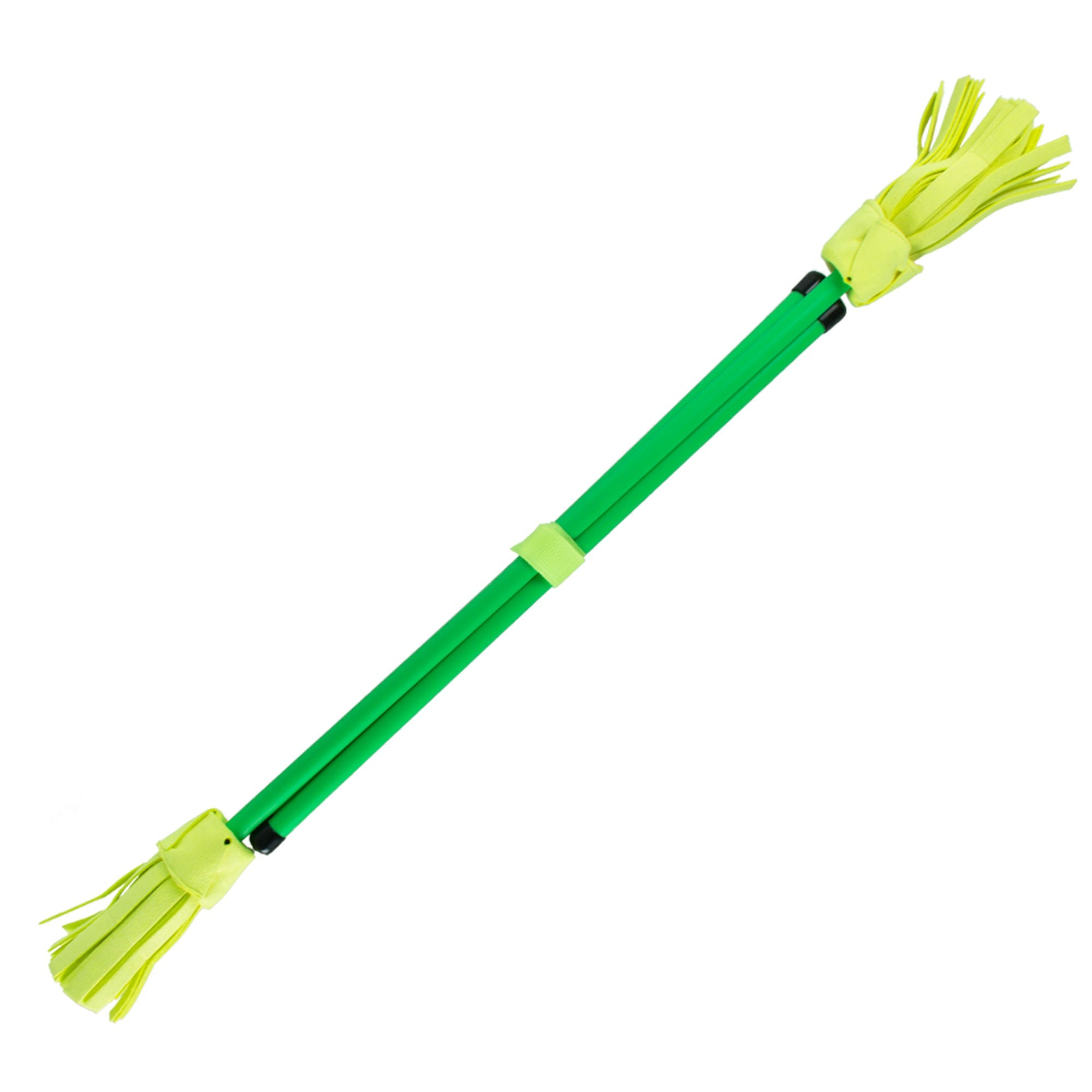 green neo flower stick and hand sticks strapped together