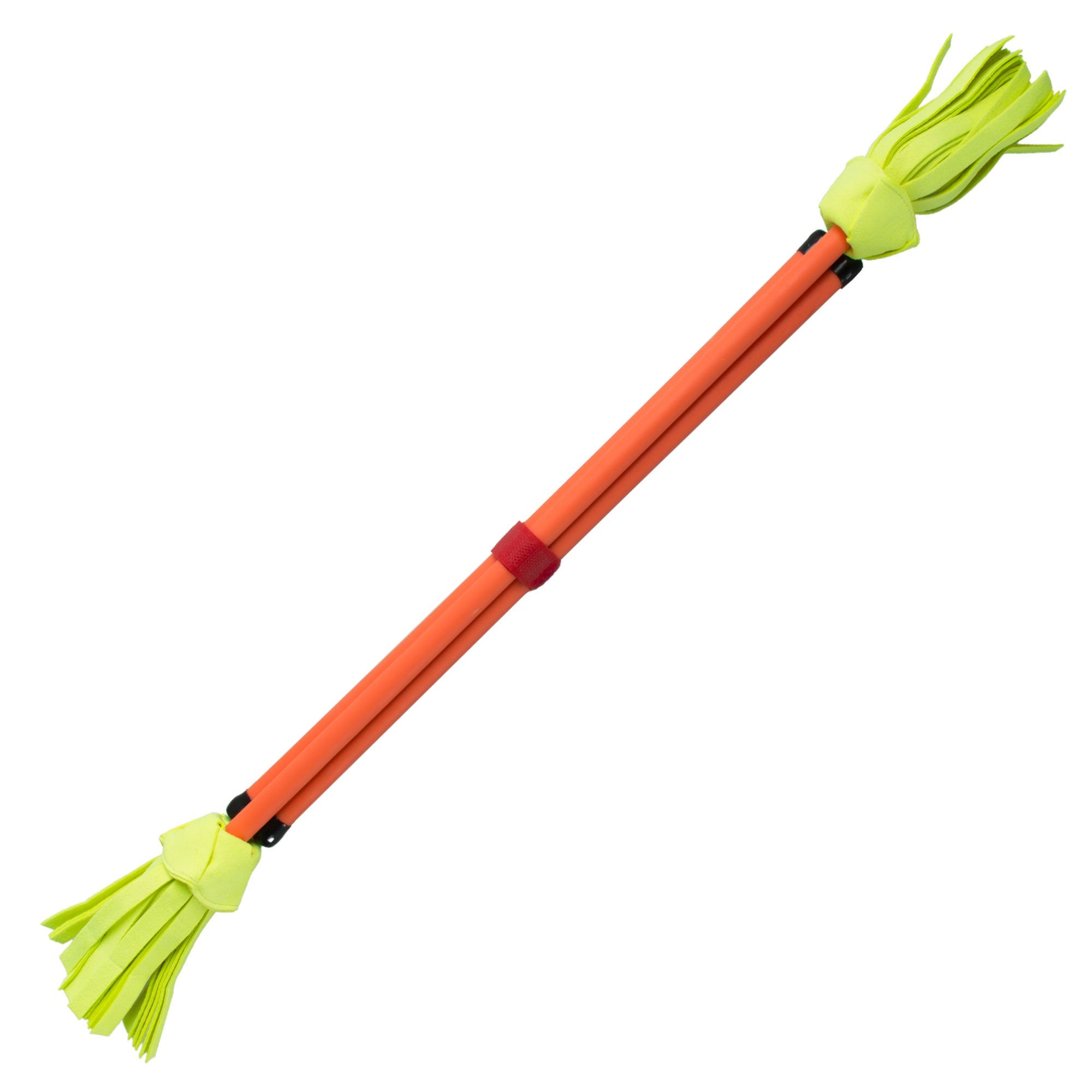 orange neo flower stick and hand sticks strapped together