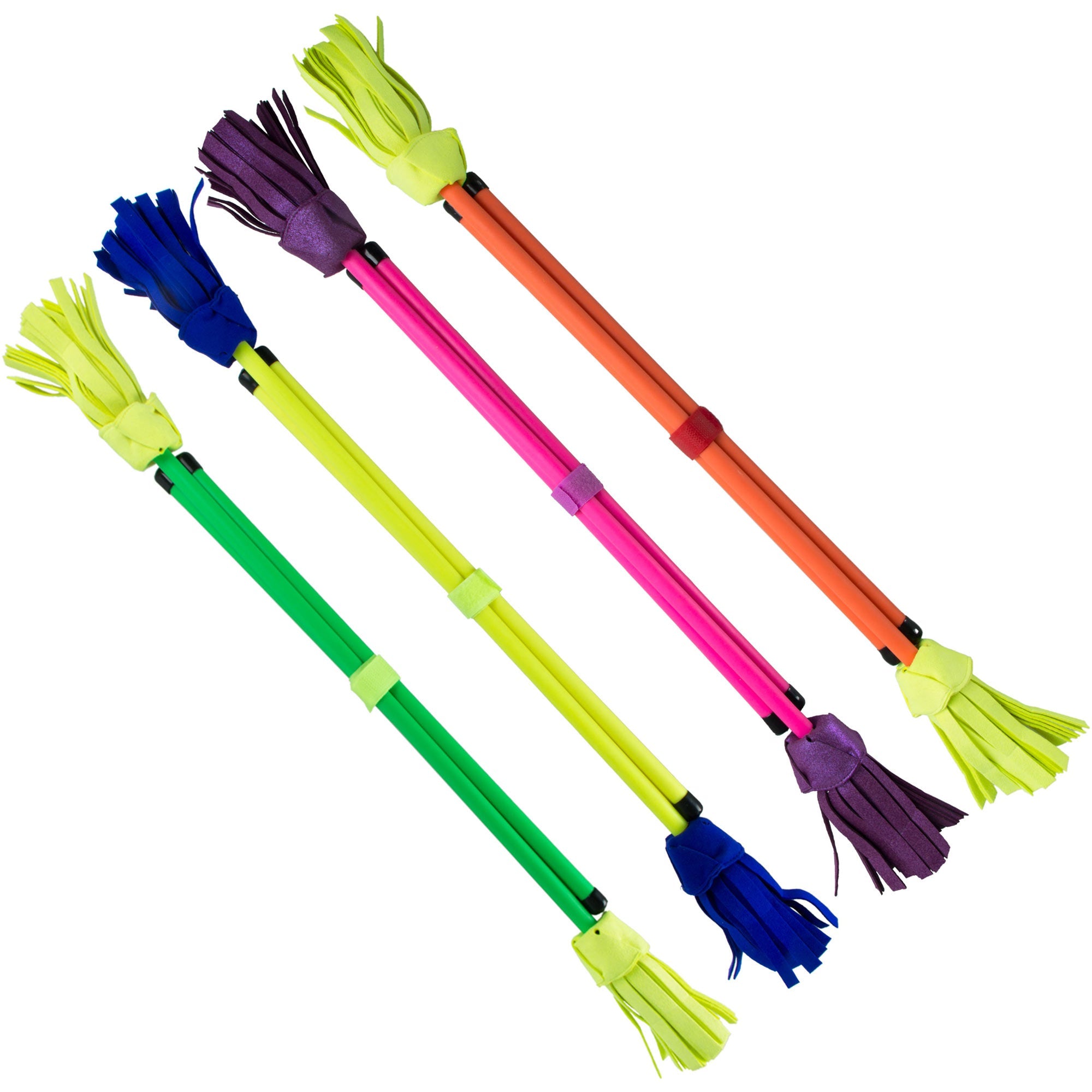 4 brightly coloured Neo flowersticks in a row