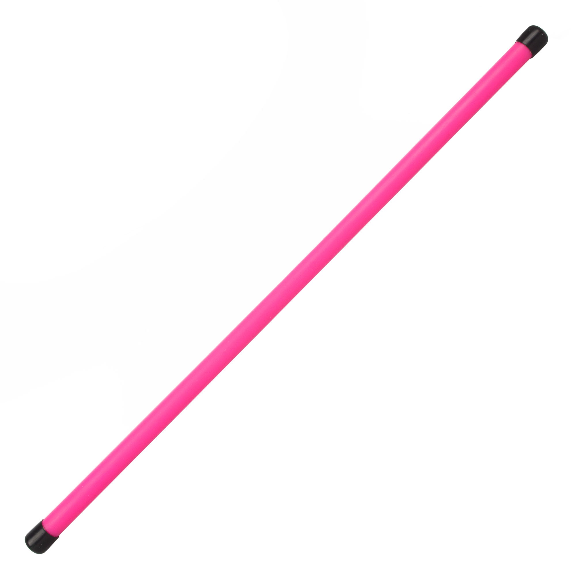 A UV pink devilstick handstick with black caps on each end