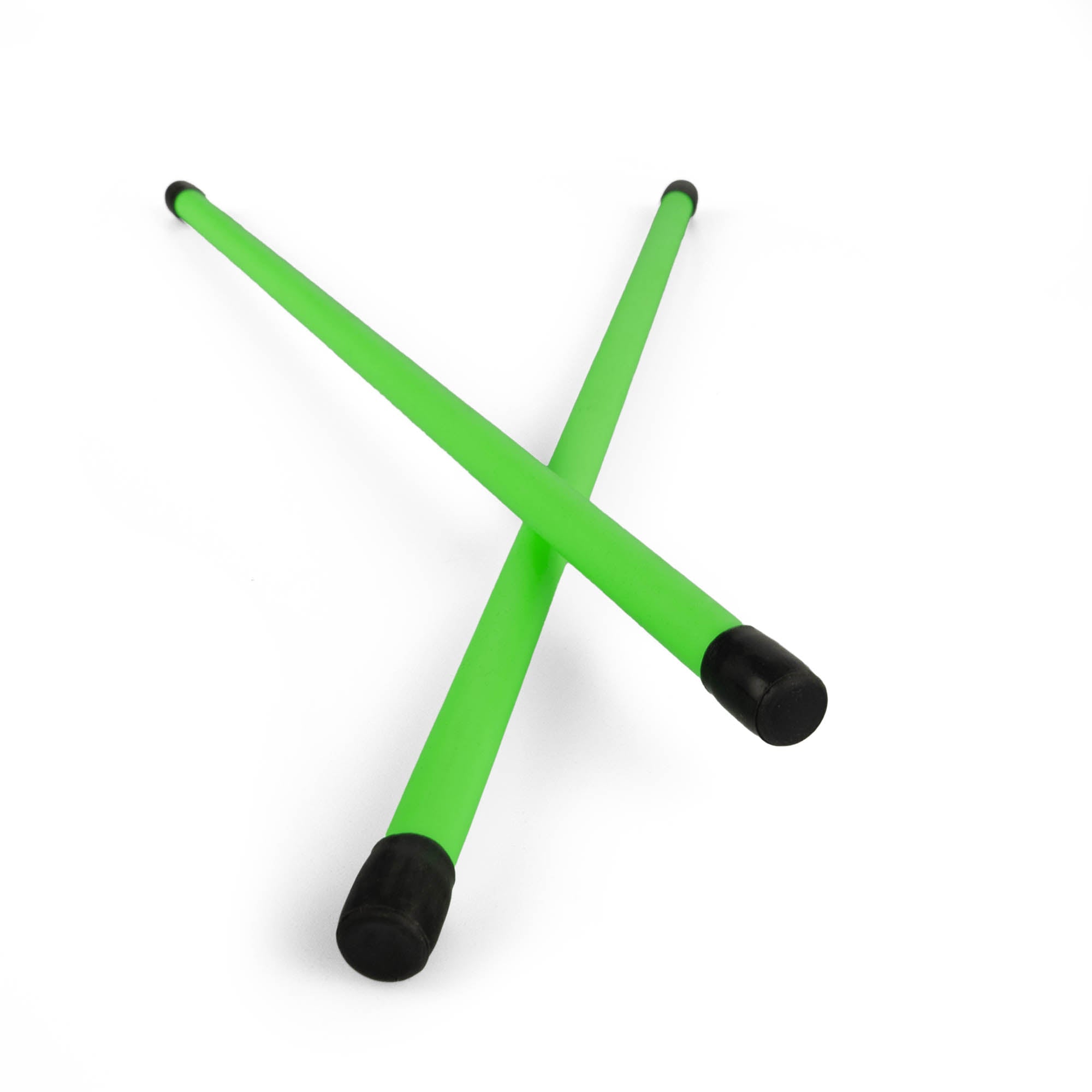 A pair of green devilstick handsticks crossed over