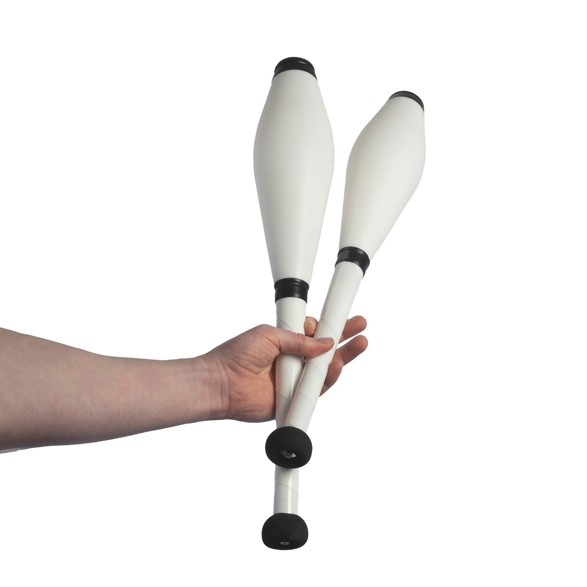 Two kosmos juggling clubs in hand unlit