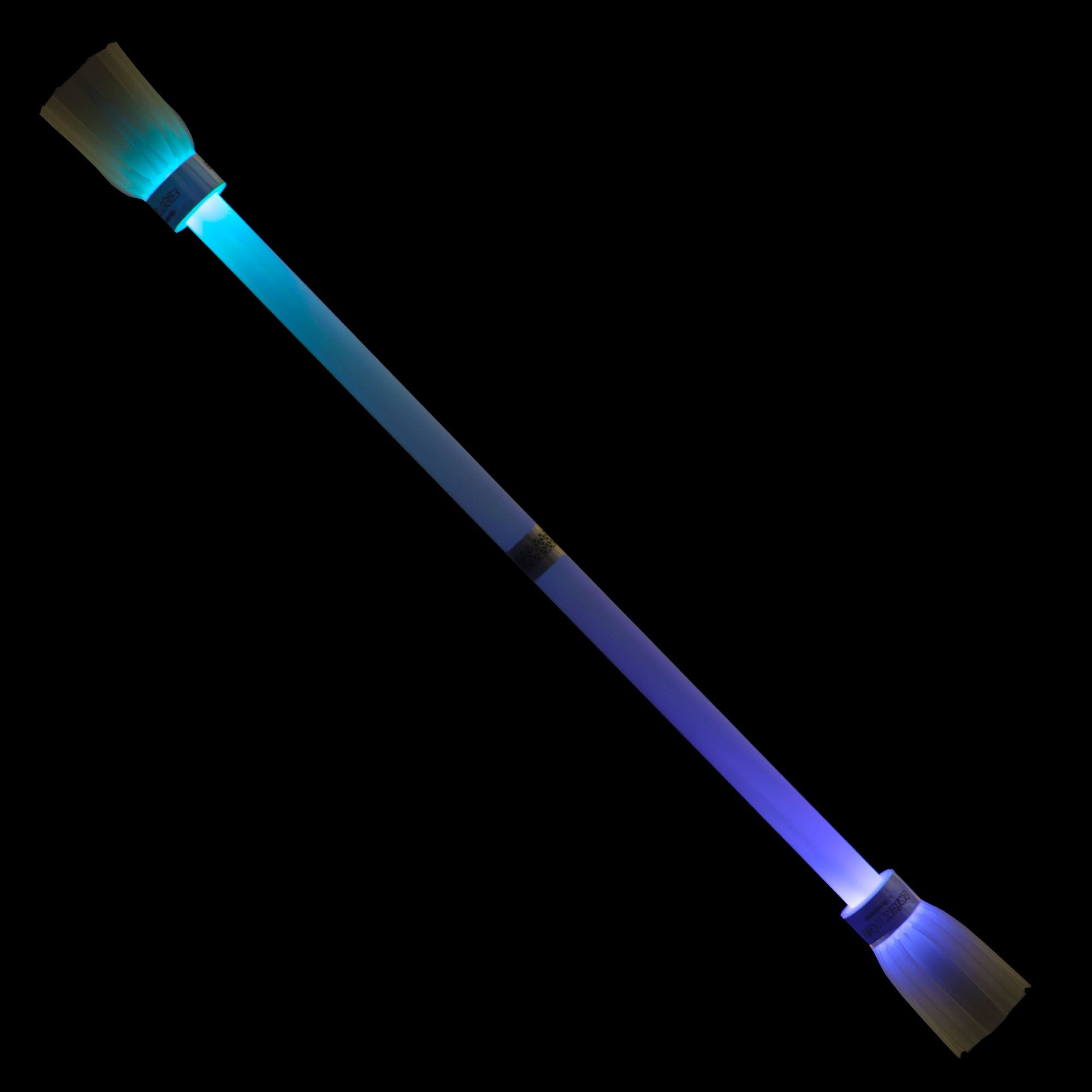 LUMI LED Trick Stix glowing with a blue light and turquoise light.