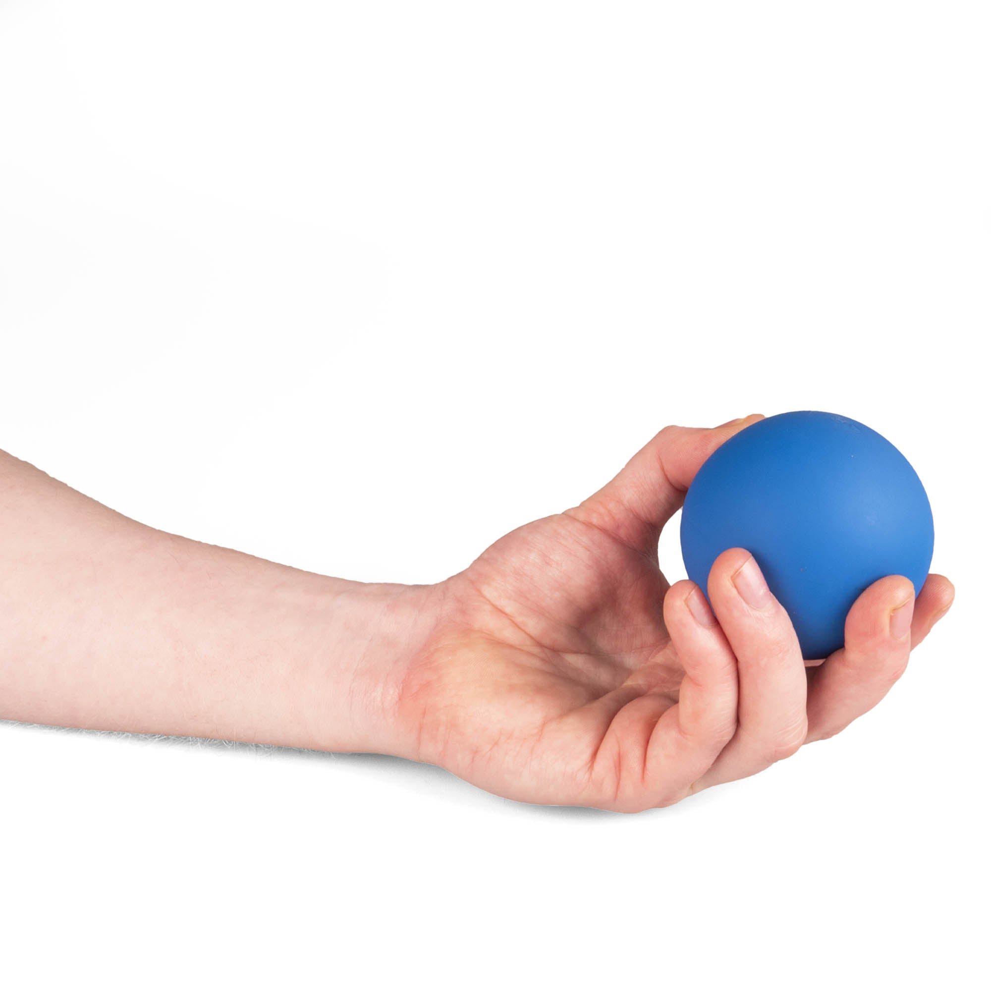 Single blue Mr Babache russian juggling ball in hand