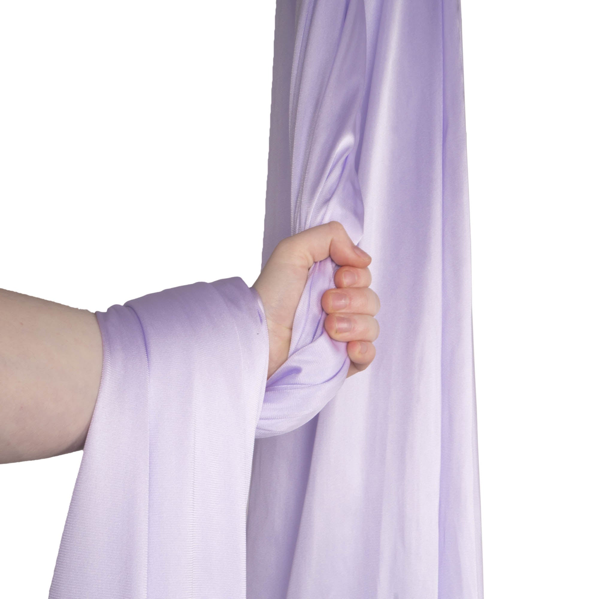 Lilac silk wrapped around hand