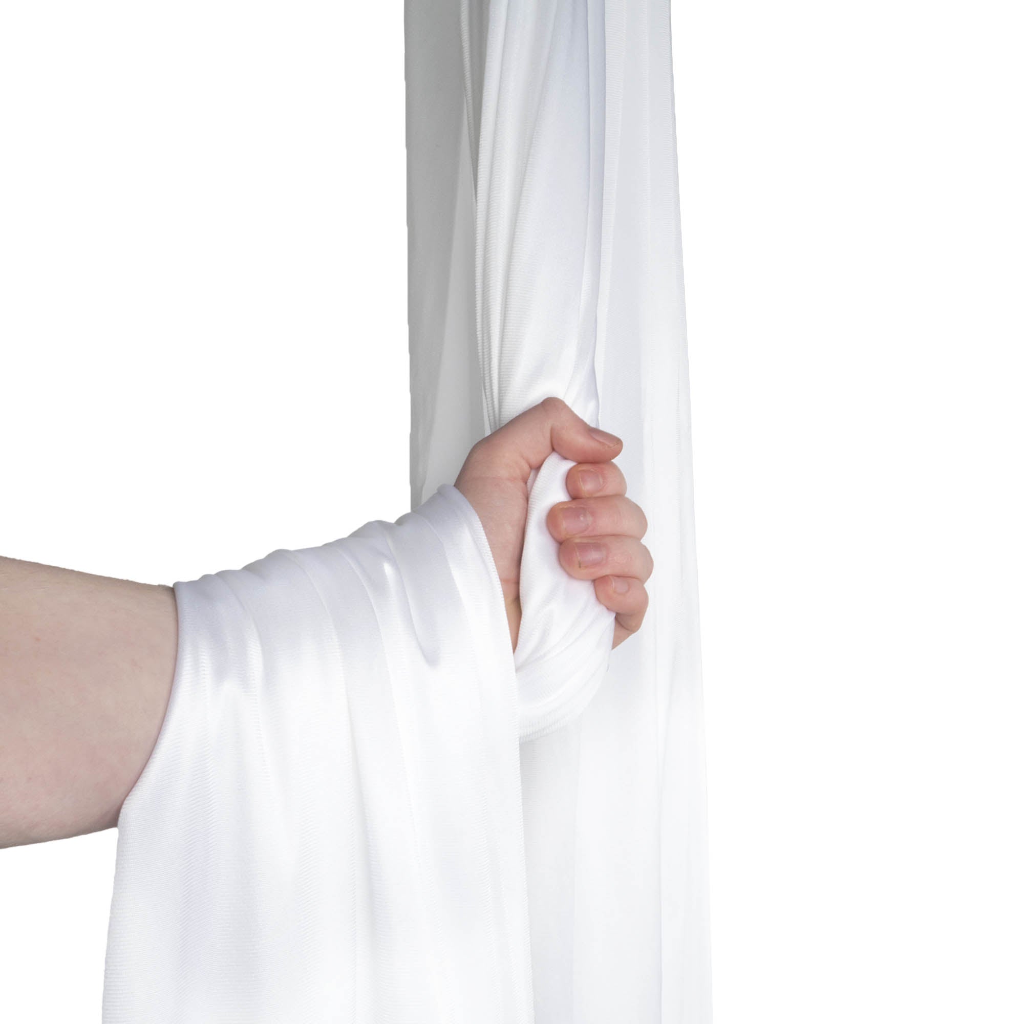 White silk wrapped around hand