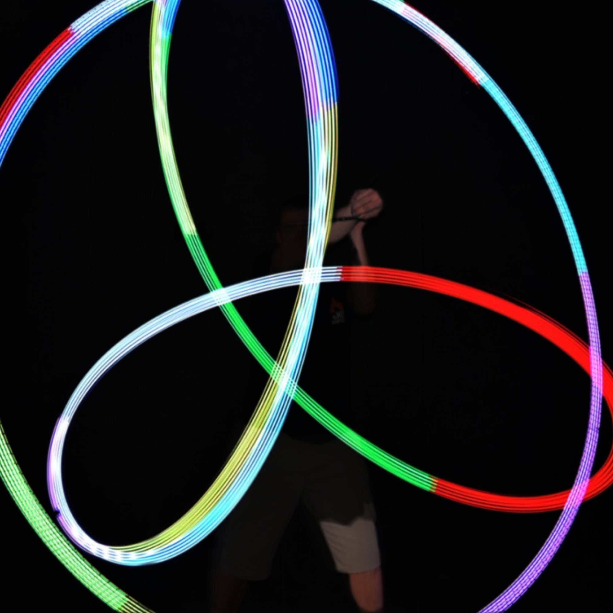 Glow poi spinning with light trails
