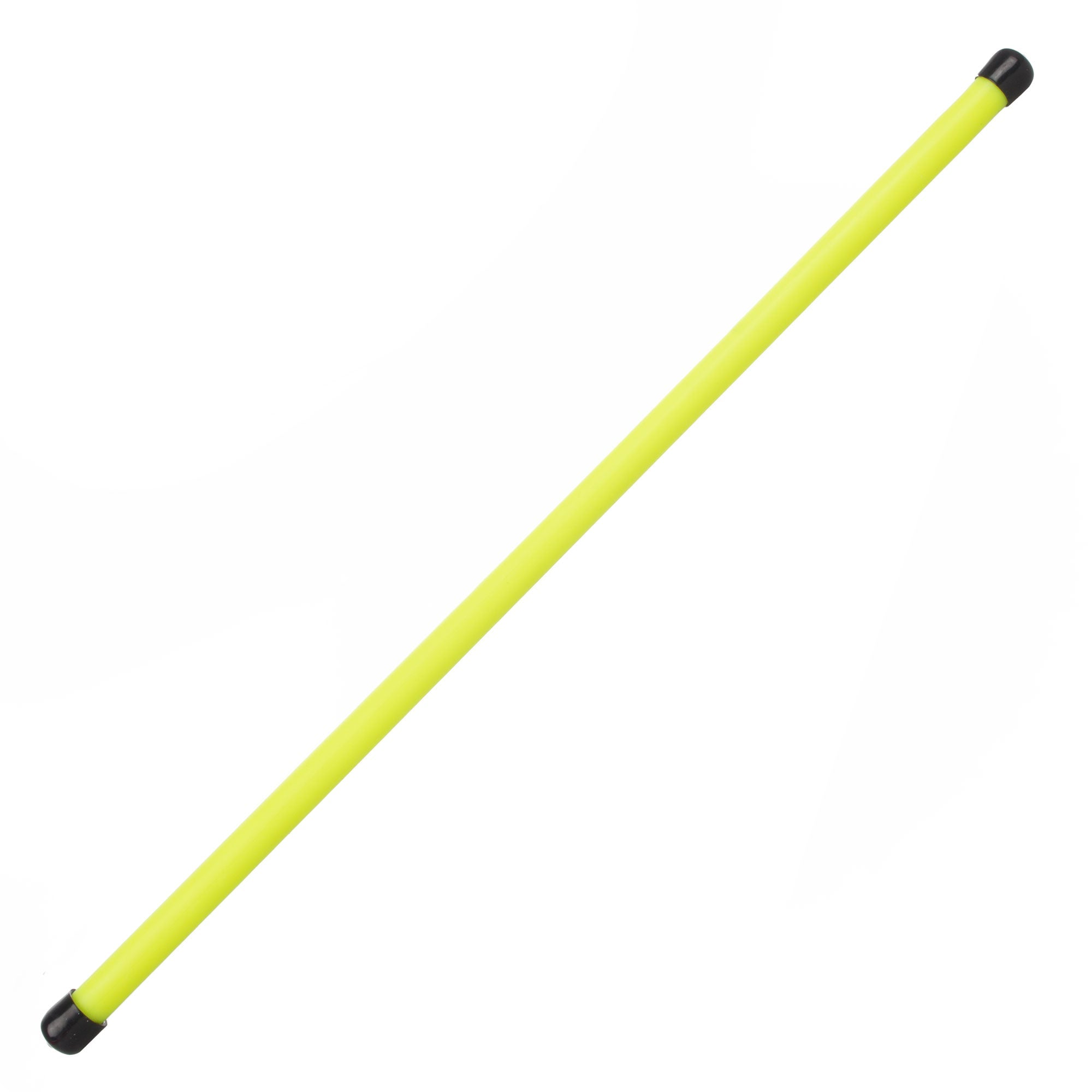 A UV yellow devilstick handstick with black caps on each end