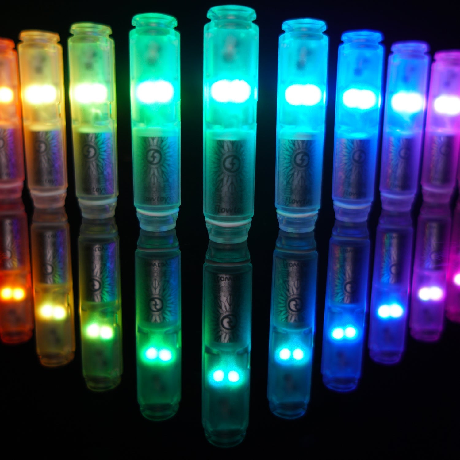 Selection of capsules lit up in different colours
