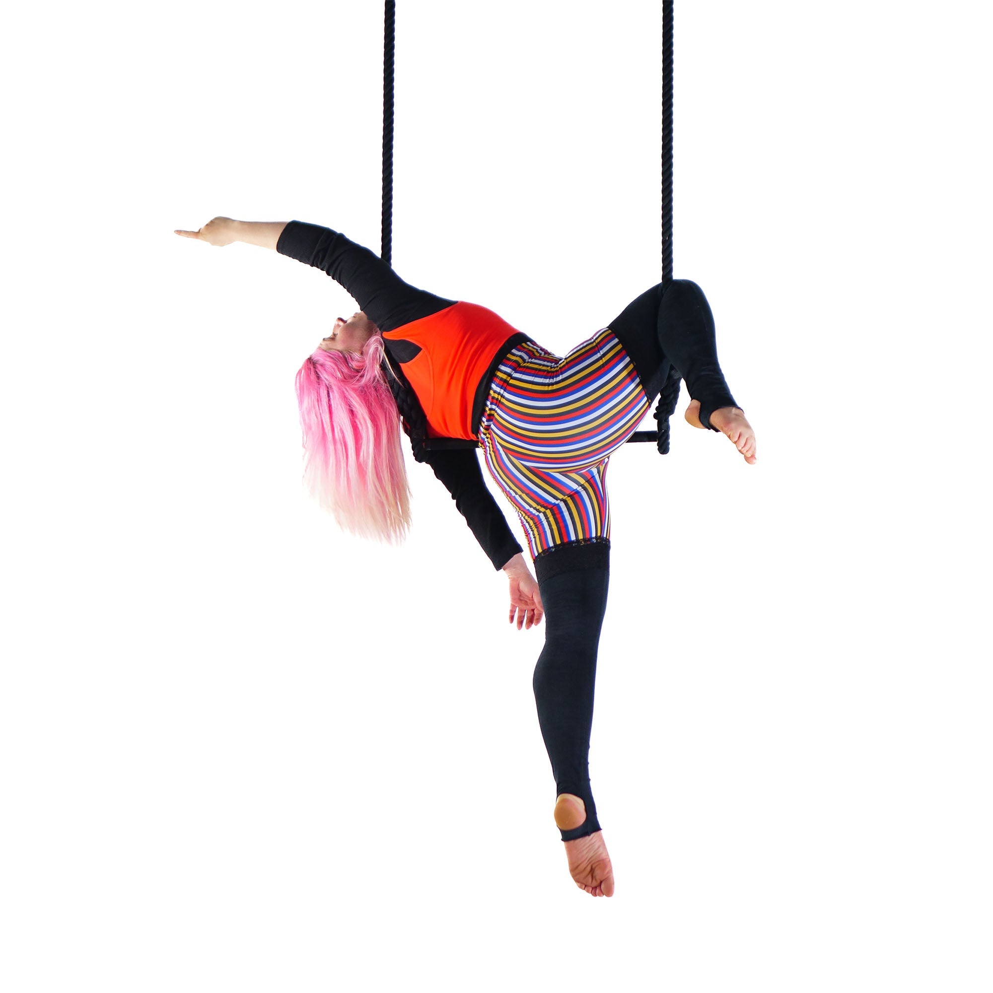 performer on classic trapeze