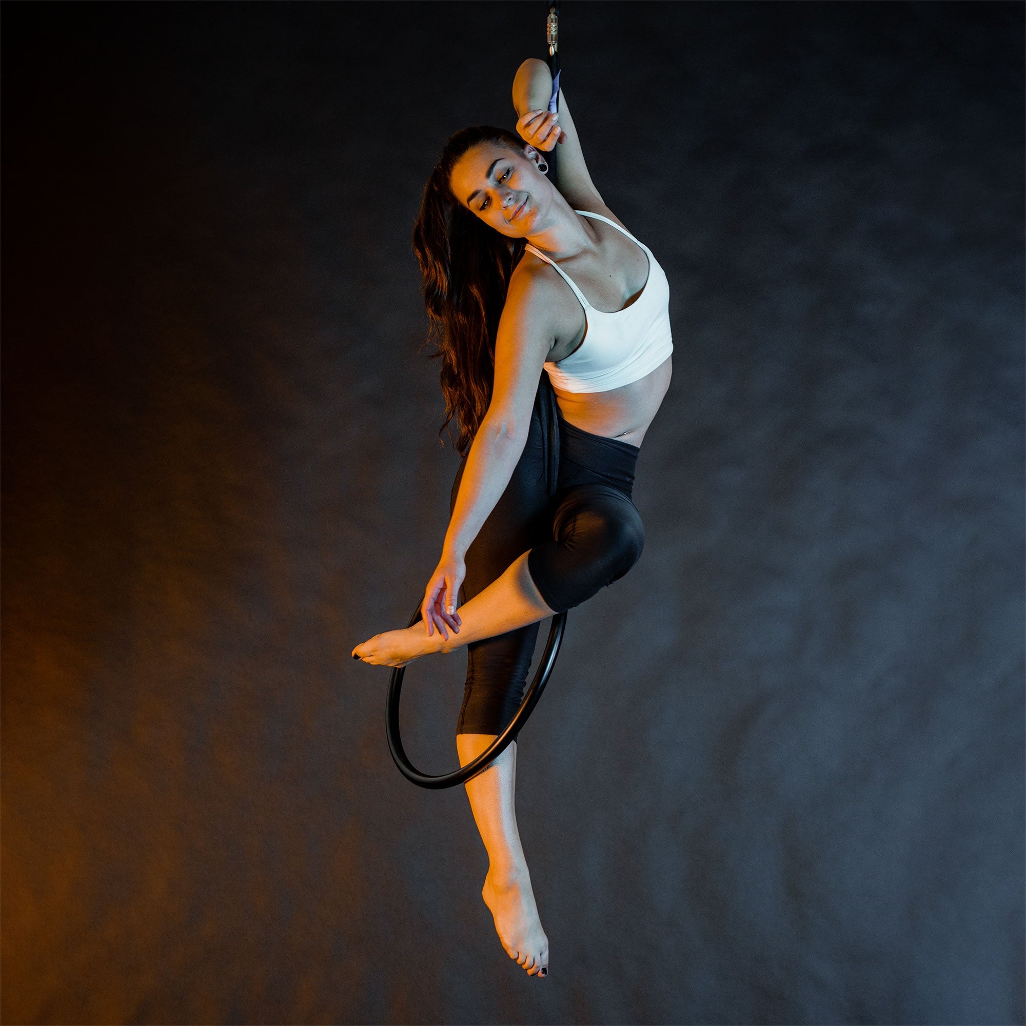performer on mini aerial hoop