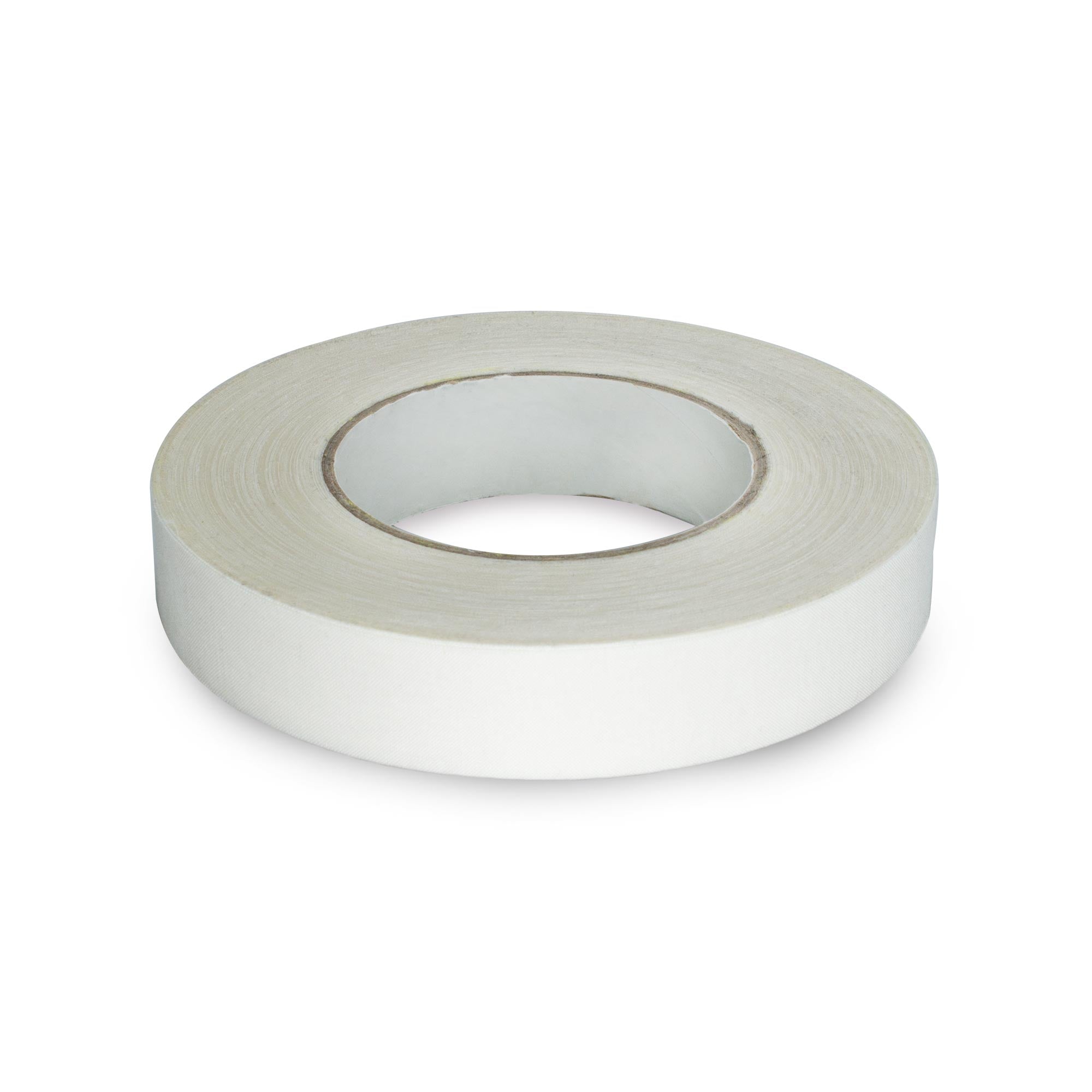 unpackaged roll of white 2.5cm wide tape