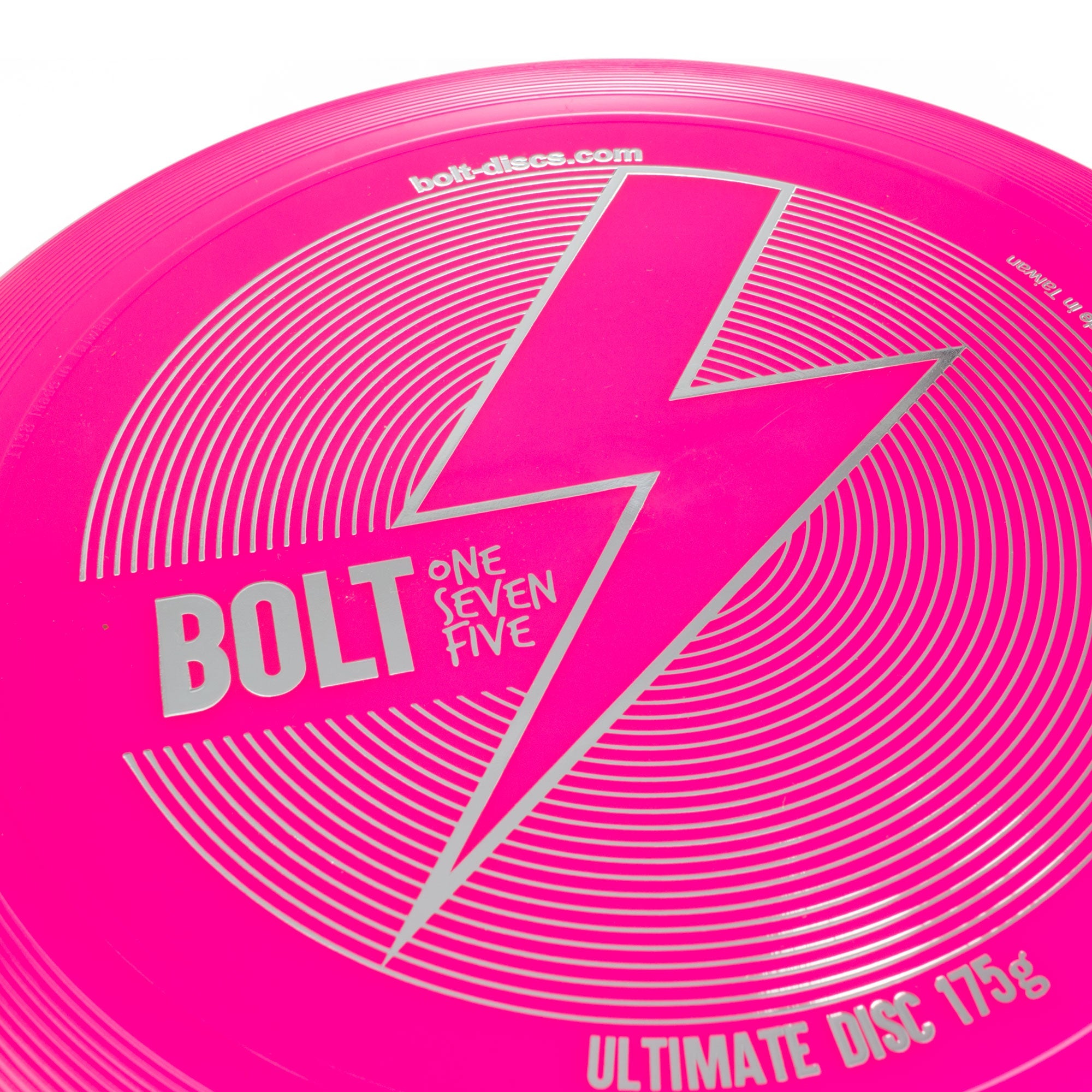 Close up pink BOLT frisbee