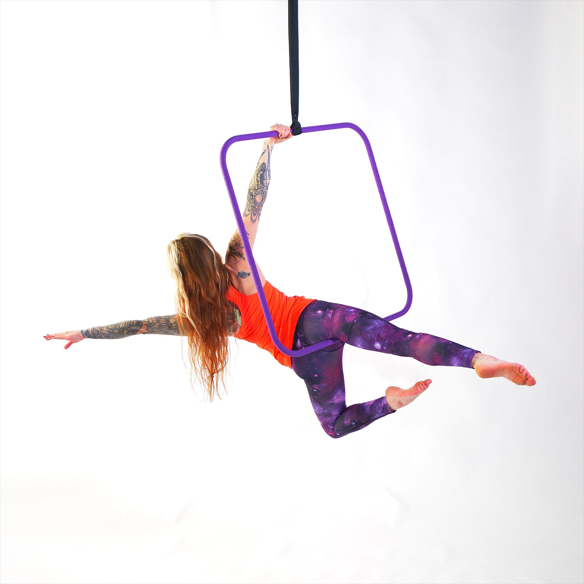 performer in an aerial square