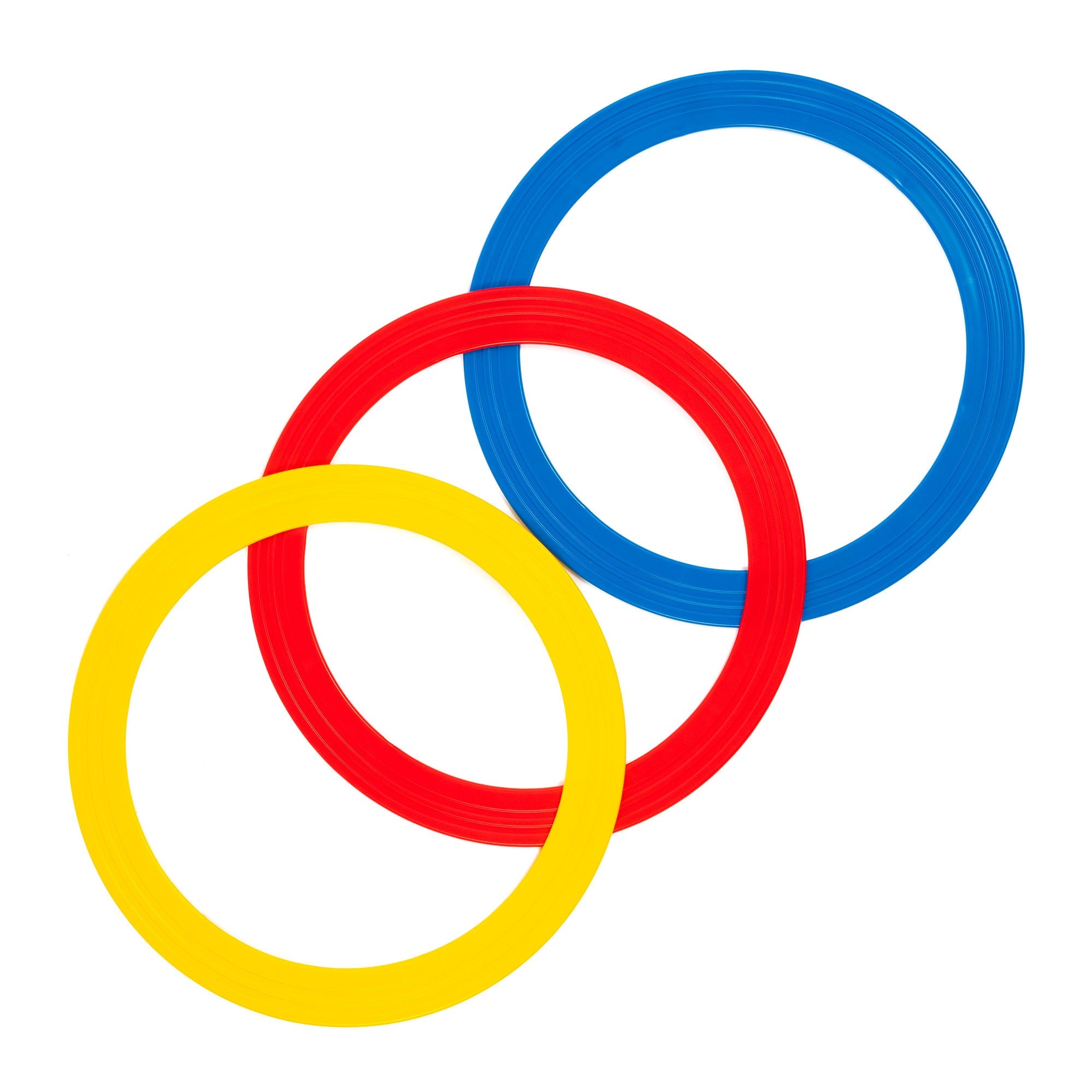 Arrangement of three rings in blue, red and yellow