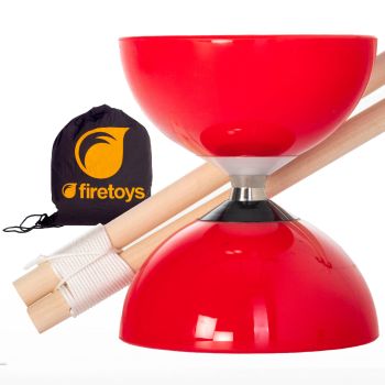 AQUEENLY Red Diabolo 4.72 High-Performance Pro Chinese Yoyo Diabolo with 17.71 Diabolo Sticks 
